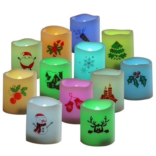 Image of Christmas Battery Operated Flameless Color Changing Votive Candles 12 PCS