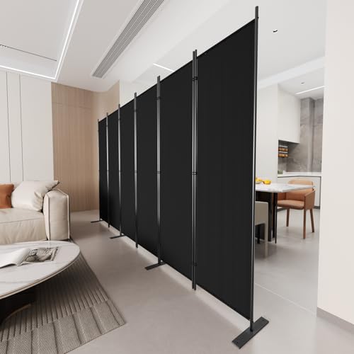 Image of C-Hopetree 6 Panels Room Divider, 6 Ft Tall Indoor Folding Privacy Screen, Portable Partition Separator, Freestanding Separation Temporary Wall for Office, Bedroom, 120 inch W X 71 inch H, Black