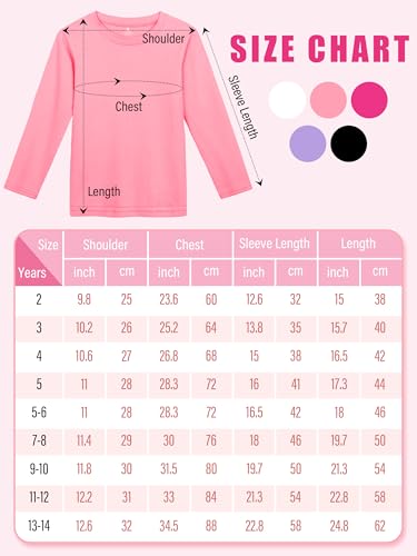 5 Pack Cotton Girls Long Sleeve Shirts Toddler Soft Basic T-Shirts Top Kids Crewneck Layering Tees2