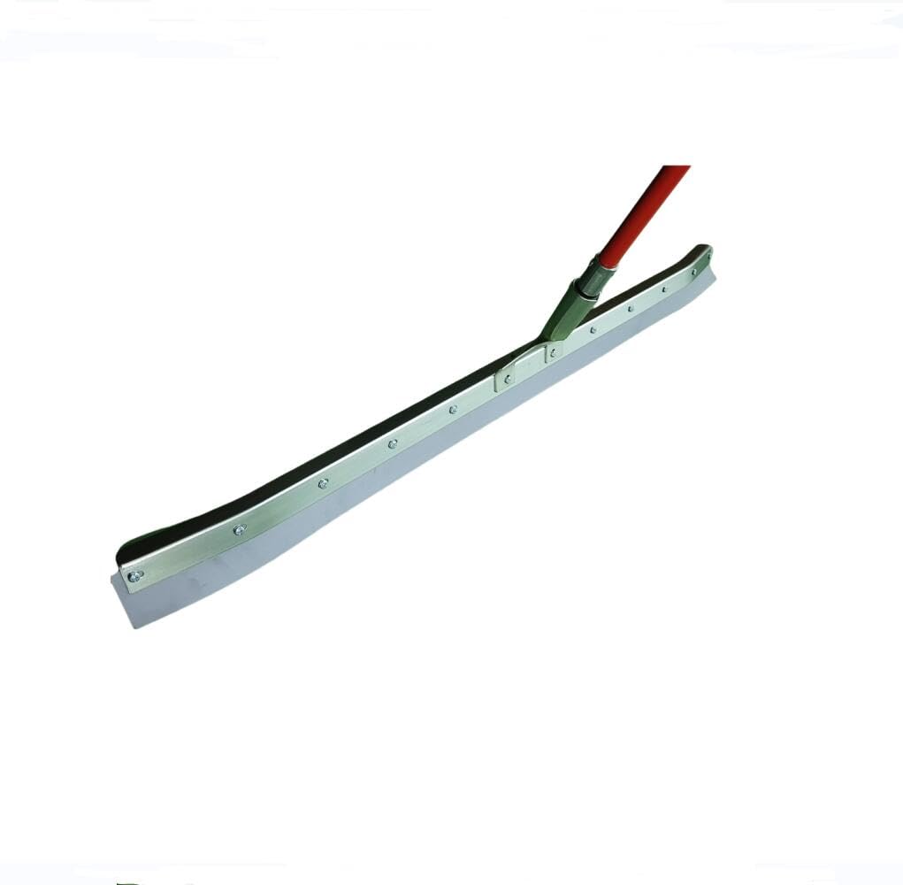 Escobilla de goma curvada de acero industrial de 36 pulgadas con adaptador de mango de rosca interior, poste de extensión de 78 pulgadas, cabeza de metal