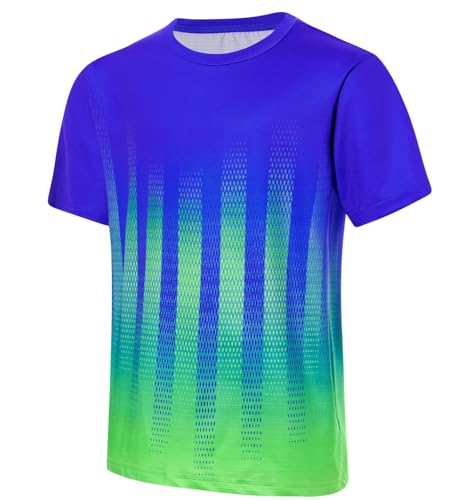 Lovekider Boys Neon Soccer Jersey 7-8, Blue/Green
