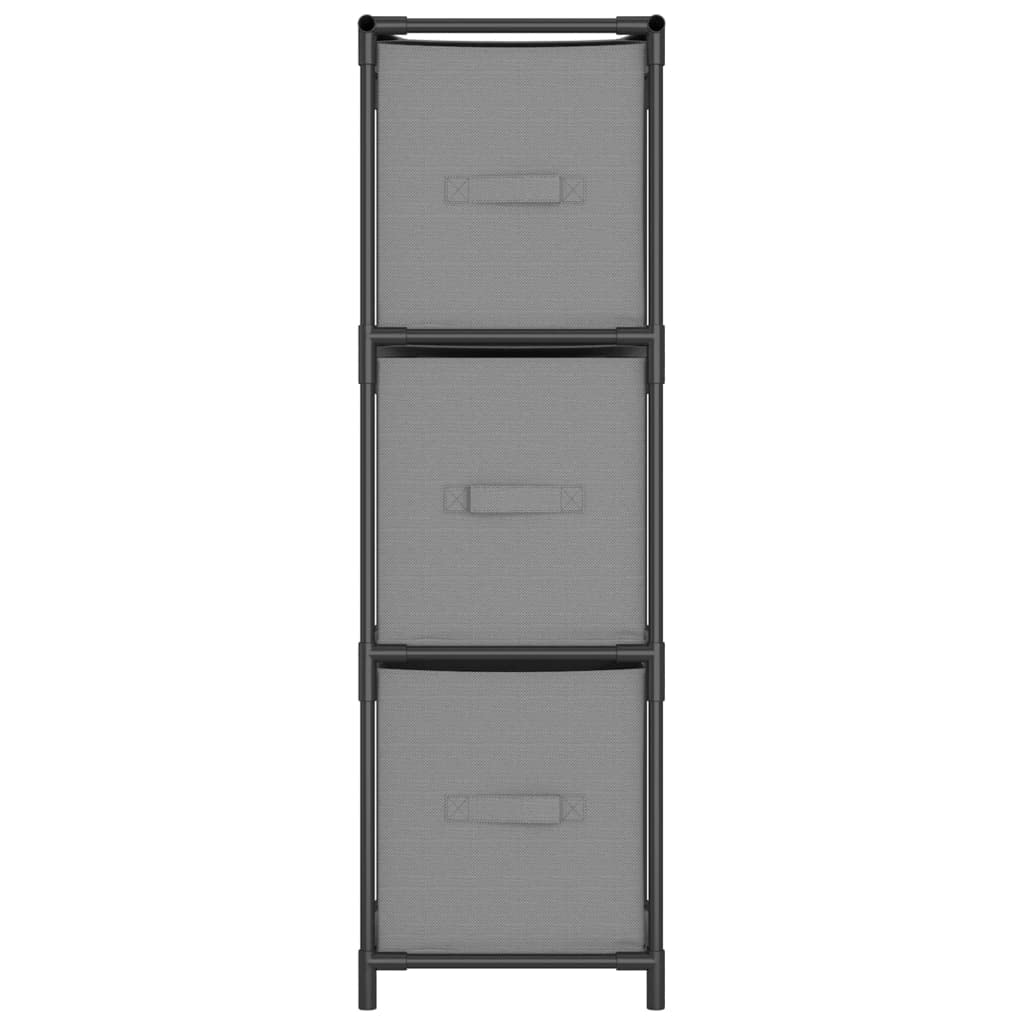 Armadio con 3 cassetti in tessuto, grigio, 34 x 34 x 101 cm, telaio in acciaio, cassettiera per ufficio, soggiorno, camera da letto, corridoio, officina, con organizer versatile e ripiano