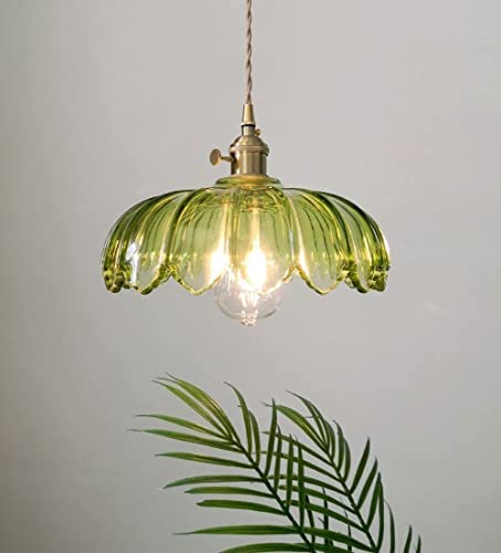 Lámpara de araña industrial de techo con pantalla verde cristal Times 3