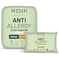 Rohi Anti-Allergy Single Duvet 15 Tog with 2 Deluxe Pillows – Luxurious Warm Chilly Winter Duvet – Soft & Breathable Corvin Quilt