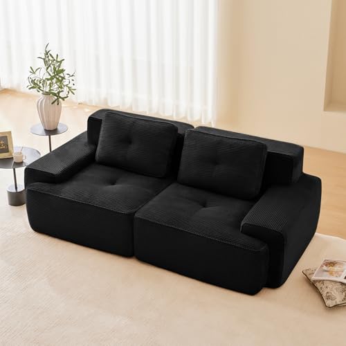 Image of Corduroy Modular Sectional Sofa, Oversized Cloud Couches for Living Room
