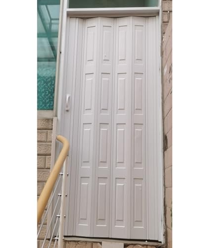 Innovz Accordion Door Convex PVC Accordion Folding Door Room Divider, Sliding Door Partition for Closet Bedroom, 30 32 36 39 44 48 60 Inch Concertina Door(White,75x80in (190.5x203cm))