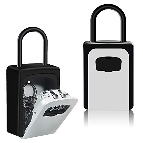 HUSAN Caja de seguridad para llaves con grillete para montar en la pared, caja de almacenamiento con cerradura para llaves, para casa, garaje, escuela, repuesto de llaves de casa, gris