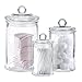 Mini Glass Apothecary Jars-Cotton Jar-Bathroom Storage Organizer Canisters Set of 3