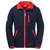 elastisch Jack Wolfskin Damen Whirlwind Boys Elastisch Atmungsaktiv Windabweisend Wasserabweisend Outdoor Softshelljacke, Night Blue, 152