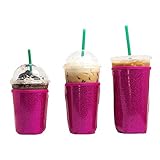 3 piezas neopreno café manga 3 tamaños piel de serpiente reutilizable helado taza aislador taza de café titular para Starbucks café, McDonalds, Dunkin Donuts, Más(rosa)