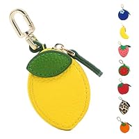 Floruvia Mini Münzbeutel Schlüsselanhänger, Zitrone Obst Geldbörse, Leder Münzbeutel Bag Charm Für Handtasche, Schlüssel, Tote & Geschenke Für Mädchen Frauen