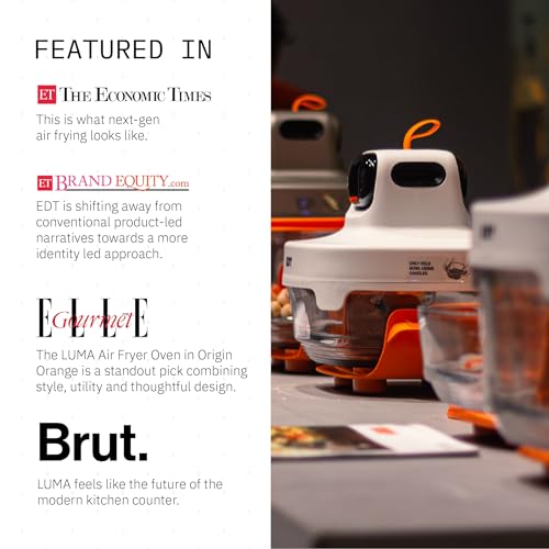 Image of EDT Luma ZERO COATING PureGlass Air Fryer Oven | 2.5L + 4.5L Dual Bowl | NutriRetain | 6-in-1 Multi Function | 100% Toxin Free No Ceramic, PFAS, PTFE, PFOA | 1500W (Origin Orange)