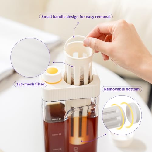 MAVO Cafeteira Cold Brew, cafeteira gelada de 765 g e cafeteira de chá, filtro de malha fina, vedaçã
