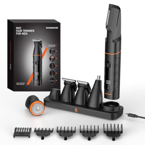 MAXGROOM Tondeuse Corps Homme, 5 en 1 Multifonction Rasoir Électriques Hommes, 7000RPM Tondeuse...