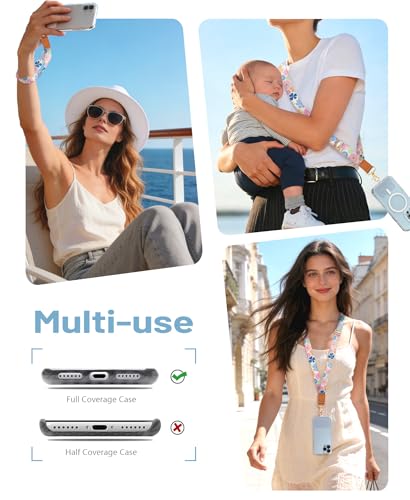 Image of Yonlevres Phone Lanyard Crossbody Strap Wrist Neck Adjustable Women Floral | Cell Phone Lanyard for Travel Cruise Daily, Hands-free, Fit Keys ID Badge, for Full-coverage Phone Case, Accessories, Gifts
