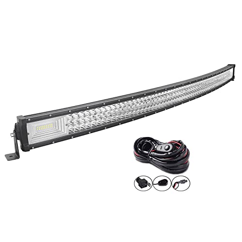 Image of Willpower 52 inch 675W Curved LED Light Bar 7D Lens Spot Flood Combo Beam Triple Row LED Work Driving Lights with Wiring Harness Kit for Off Road ATV AWD SUV 4WD 4x4 Pickup,12V 24V Waterproof 6000K