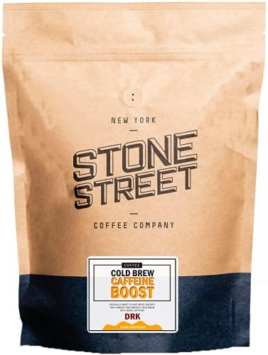 Stone Street Cold Brew Coffee, High Caffeine ‘Boost Blend’, Coarse Ground Coffee, Dark Roast, 1 LB