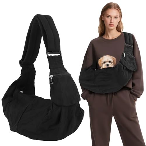 Pet Cats Swaddle Carrier Sling, Large Capacity Dogs Cuddler Harness with Adjustable Strap, Portable Puppy Wrap Bassinet Shoulder Bag Backpack for Travel Carry Outdoor