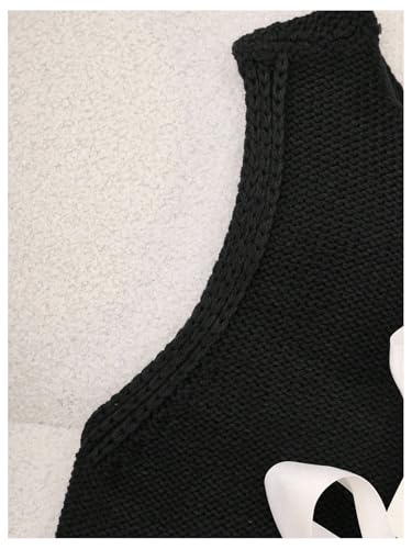 Image of GORGLITTER Women's Tie Back Cropped Sweater Vest Bow Sleeveless Knit Tank Tops Trendy Cute Cardigan Dressy Casual Outfits