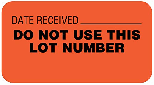 United Ad Label Quality Control Labels DO NOT USE This LOT Number, 1-5/8" x 7/8", Removable Paper Label, Fluorescent Red, One Roll of 560 Labels