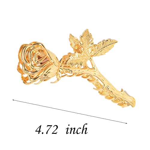 Hair Claw Clips Flower Hair Clips，Metal Hair Clips For Womens，Exquisite Rose Flowers Hair Clips, Crystal Rose Hair Accessories Thick Hair For Women Girls Gifts #TOP2
