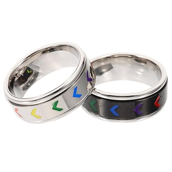 jojofuny 10 Pcs Gay Ring Niet-Binaire Trots Ring Ring Sieraden Bruiloft Eternity Ring Trendy Ringen Zwarte Ringen Voor Mannen Zwart Decor Vinger Ring Metalen Ring