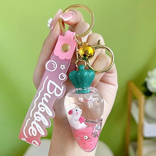 Cute Sakura Rabbit Keychain - Kawaii Flower Rabbit With Carrot, Peach & Mushroom, Easter Gift For Women - View #8