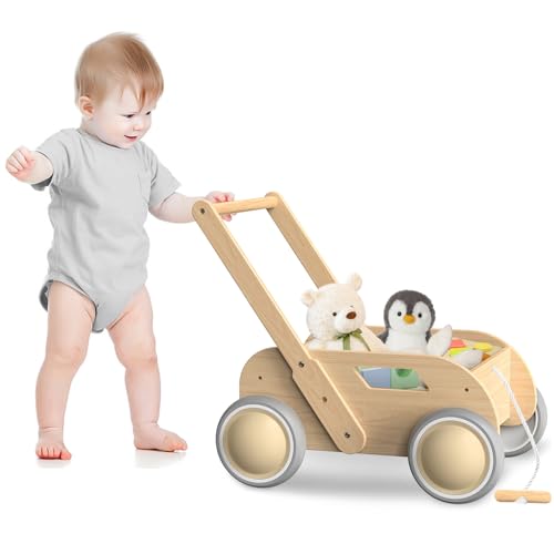 Wooden Baby Walker, Push and Pull Learning Walking Toys for