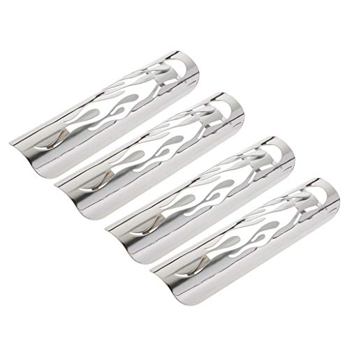 Homyl 4 - Protetor térmico para tubo de escape de chama perfurado para Harley Cruise Branco