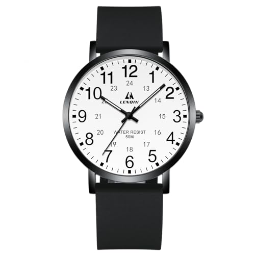 LN LENQIN Reloj Hombre Relojes Reloj de Cuarzo Analógico para Hombres Relojes Resistentes al Agua hasta 30M Relojes de Pulsera Informales de Moda para Hombres con Correa de Silicona con F