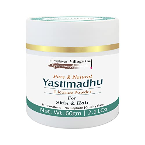Himalayan Village Mulethi Powder (Yashtimadhu Root Powder), Licorice Powder for Body, Skin and Hair | Skin Lightening Agents- 2.1 OZ/ 60gm