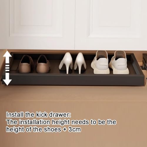 Pull-Out Shoe Rack,Pull-Out Shoe Rack Organizer, Slide Rail Shelf Organizer for Cabinet Bottom, Entryway Retractable Shoe Storage, No to Bend Over(56x30cm)
