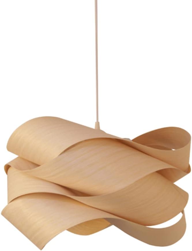 LITFAD Wood Unique Shape Hanging Lights Modern Style 1 Head Hanging Mount Fixture Rustic Weave Ceiling Pendant Light for Restaurant Dining Room Cafe - 110V-120V Light Wood 24"