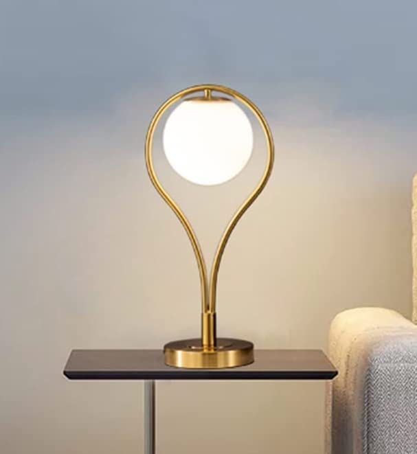 NKMD Mid Century Modern Table Lamp with Milky White Glass lampshade Antique Racket Design Contemporary Night Lamp for Bedside Bed for Living Room & Study/Office Table(Bulb Included)