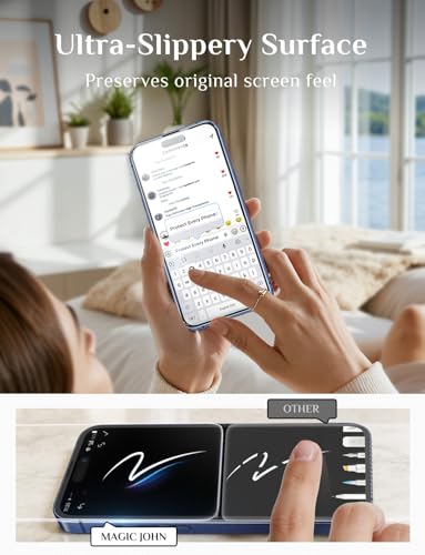Image of MAGIC JOHN Easy Installation for iPhone 17 Pro Screen Protector, 2 Pack | 9H Tempered Glass, Auto Dust-Elimination, Bubble Free, HD Clear