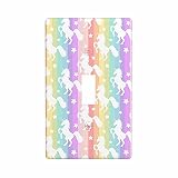 Axayaz Unicorn Light Switch Cover Stars Horses In Rainbow Colorful Stripes Single Gang Toggle Wall P