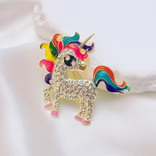 Image of Rhinestone Horse Brooches for Women Cute Cartoon Animal Unicorn Pin Jacket Coat Backpack Accessories Fashion Jewelry Gifts