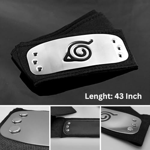 Image of WANNA PARTY Party Cosplay Props Ninja Tie Back Headband & Kunai Weapon Prop Metal Engraved Icon Headband and Kunai Prop for Anime Theme Party Dressing-up Accessories Props