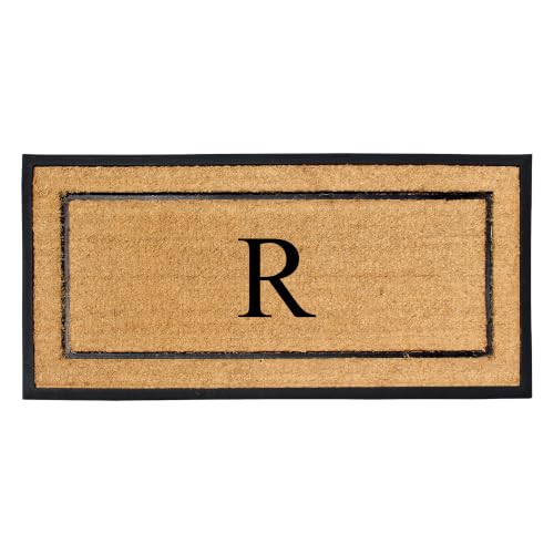 A1HC Natural Coir & Rubber Large Monogrammed Doormat, Thick Durable Entry Mats for Entrance Heavy Duty, Thin Profile, Long Lasting Front Door Mat - 30"x60"