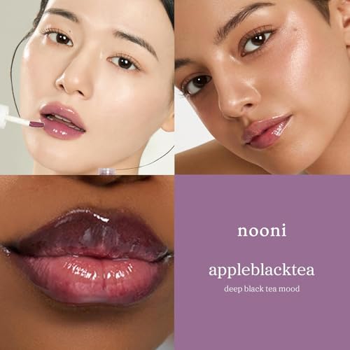 Image of NOONI Korean Lip Oil - Appleblacktea | Long-Lasting, Moisturizing, Plumping, Revitalizing for Dry Lips, Waterproof, No Peel Off, Hydrating Lip Stain, Stocking Stuffers, Teen Girl Gifts, 0.12 FL Oz