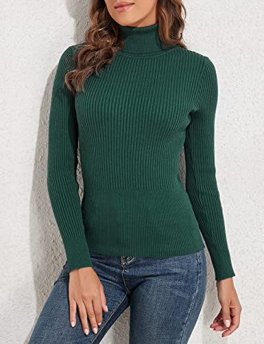 Image of PrettyGuide Women's Ribbed Turtleneck Long Sleeve Sweater Tops
