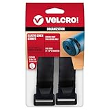 Velcro Brand All-Purpose Elastic Straps | Strong & Reusable | Perfect for Fastening Wires & Organizing Cords | Black, 30in x 1in | 2 Count