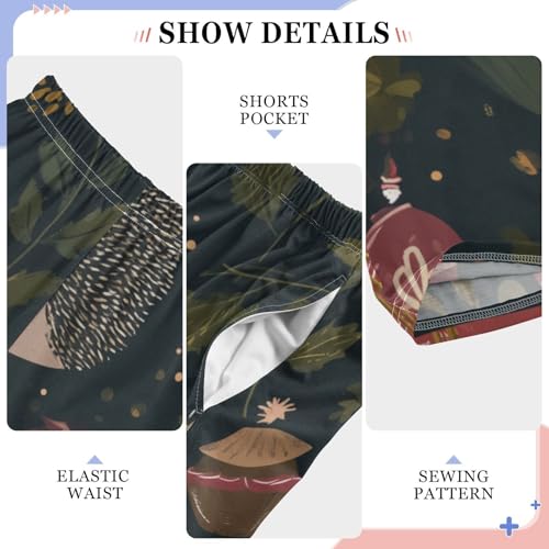 Hedgehog Pine Cones Boys Long Pants Soft Trousers Elastic Waist Kids Lounge Bottoms with Pockets S-XL4