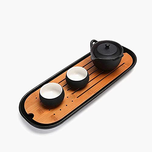 Juego de té para oficina en casa con dos tazas de té de cerámica negra con A, regalo