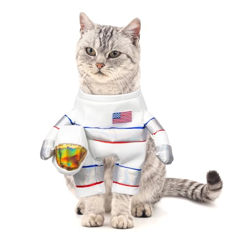 DELIFUR Dog Halloween Astronaut Costume - Pet Dress Up Spacesuit Funny Apparel Uniform Adjustable Cosplay Outfit for Cat and Small Dog (Astronaut, X-Small)