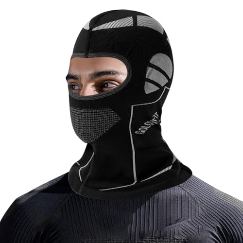 Image of PROBEROS Unisex Nylon Winter Balaclava Face Mask for Bikers & Cyclists, Thermal UV-Protected Stretchy Helmet Mask & , Neck Gaiter for Skiing, Motorcycle Riding, Running, Black, Free Size