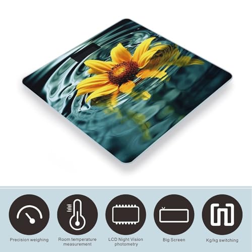 Báscula Digital de Baño con Diseño Girasol en Agua miniatura 3