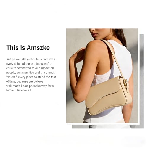 Image of Amszke Shoulder Bag for Women Y2K Crossbody Purse PU Leather Underarm Handbag 2 Adjustable Strap for Daily Commute Travel