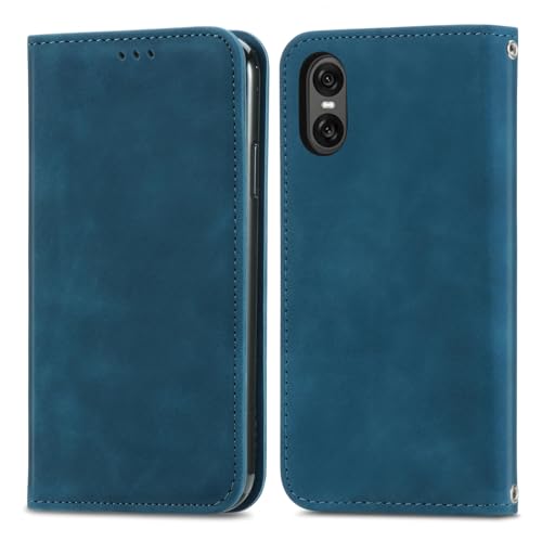 Cracedily Handyhülle für Sony Xperia 10 VI Hülle, Klapphülle Premium Lederhülle Klappbar Flip Hülle Tasche Magnet Kartenfach Standfunktion Klapphülle Schutzhülle für Sony Xperia 10 VI, Blaugrün
