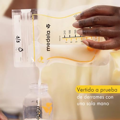 Image of Medela Easy Pour Breastmilk Storage Bags | 50 Count 210ml | Disposable Leakproof Breast Milk Bags with Milk Protection | Recyclable & BPA Free (Pack of 2)